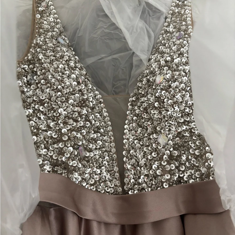 Sequin Embellished Champagne/Brown Gown - Picture 2 of 6
